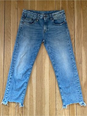 R13 Boy Rip Straight Leg Jeans in Jasper Stretch - Size 28